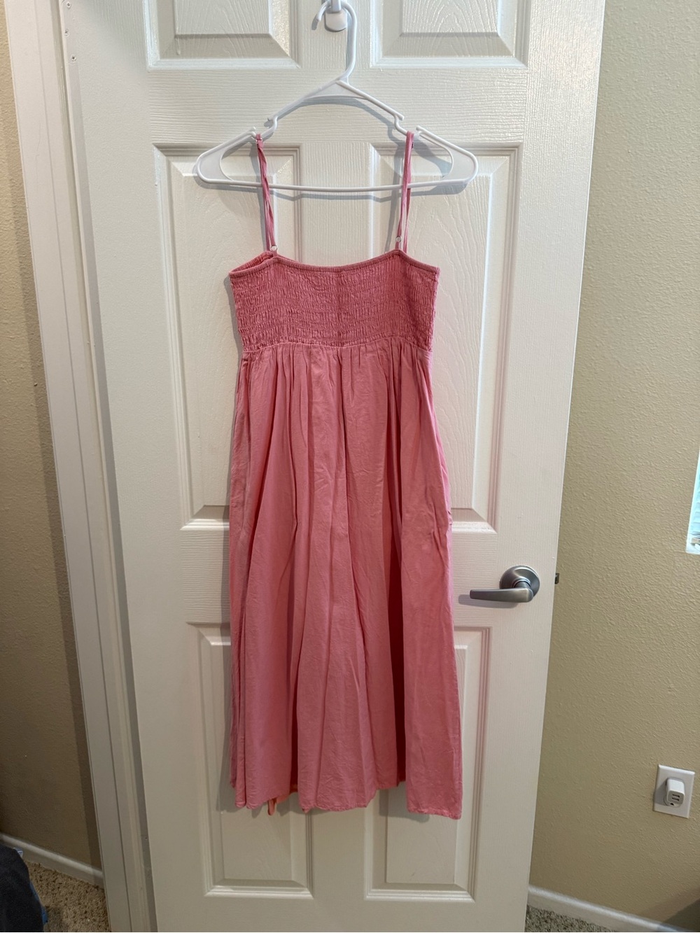 Women's Pink Smocked Bodice Midi Sundress